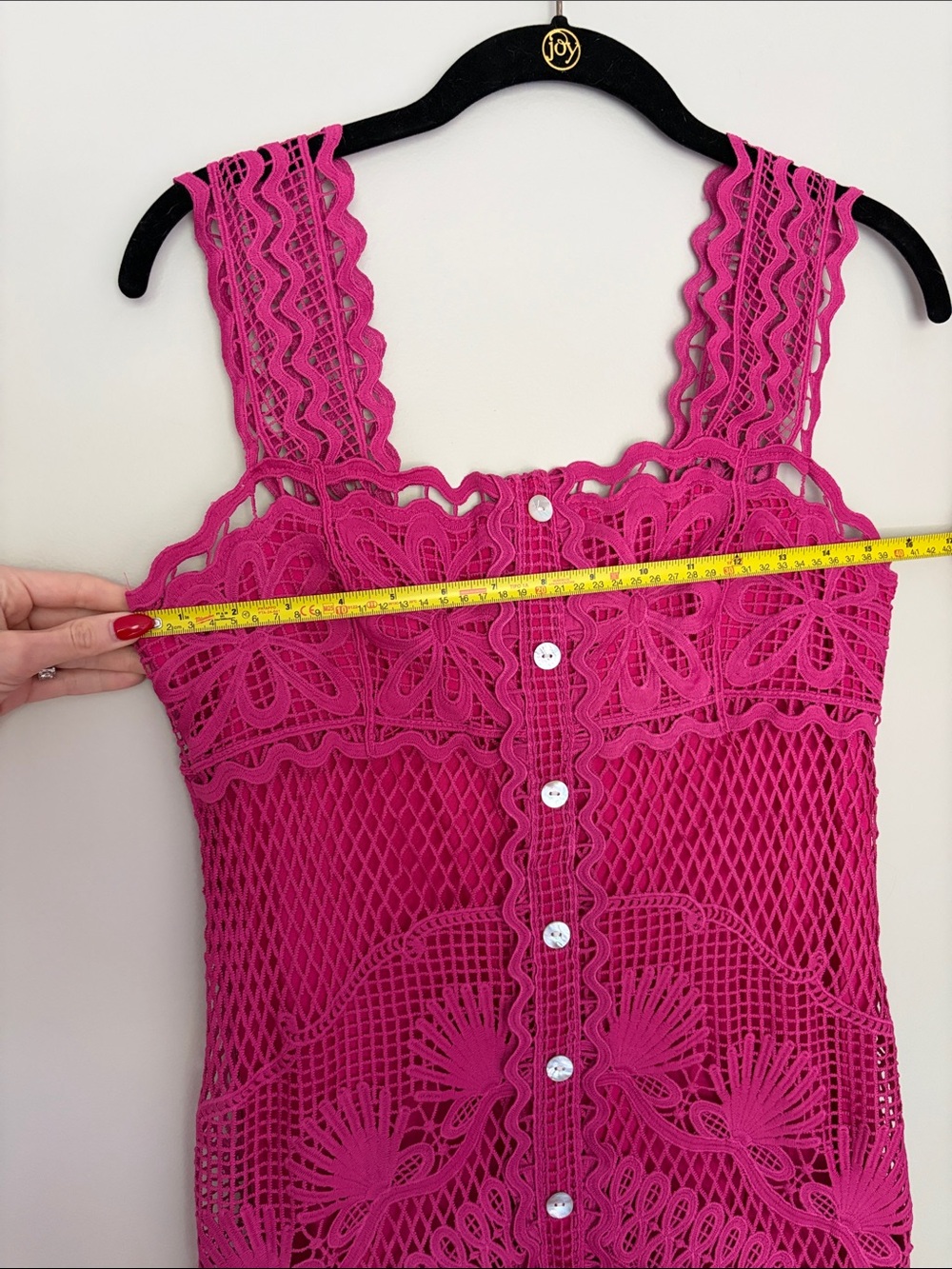 FARM Rio Hot Pink Crochet Button-Front Midi Dress - Picture 9 of 9